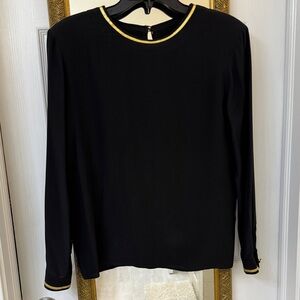 Vintage Black and Gold Women's 100% Silk Top 6